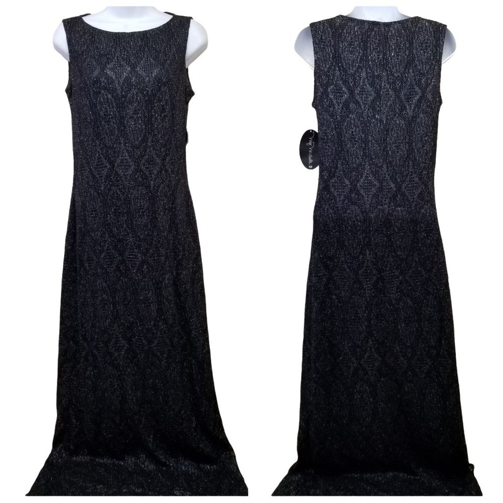 My Michelle M Black Metallic Vintage Sweater Dress Knit‎ 90s Y2k Whimsigoth